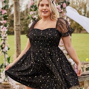Shein Plus Gold Galaxy Dress